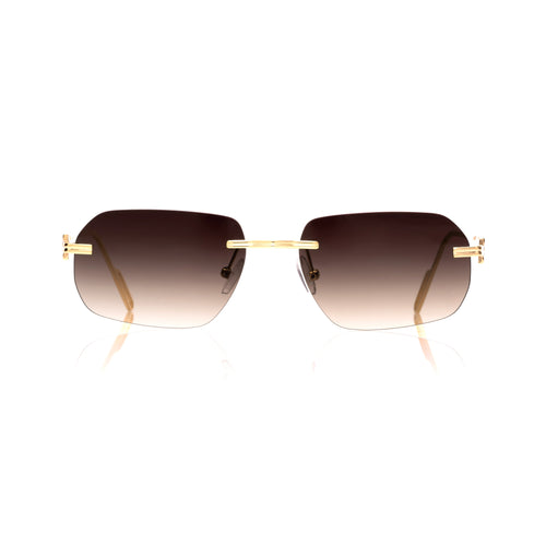 Lunettes Carré — Métal Doré & Verres Cognac Dégradé