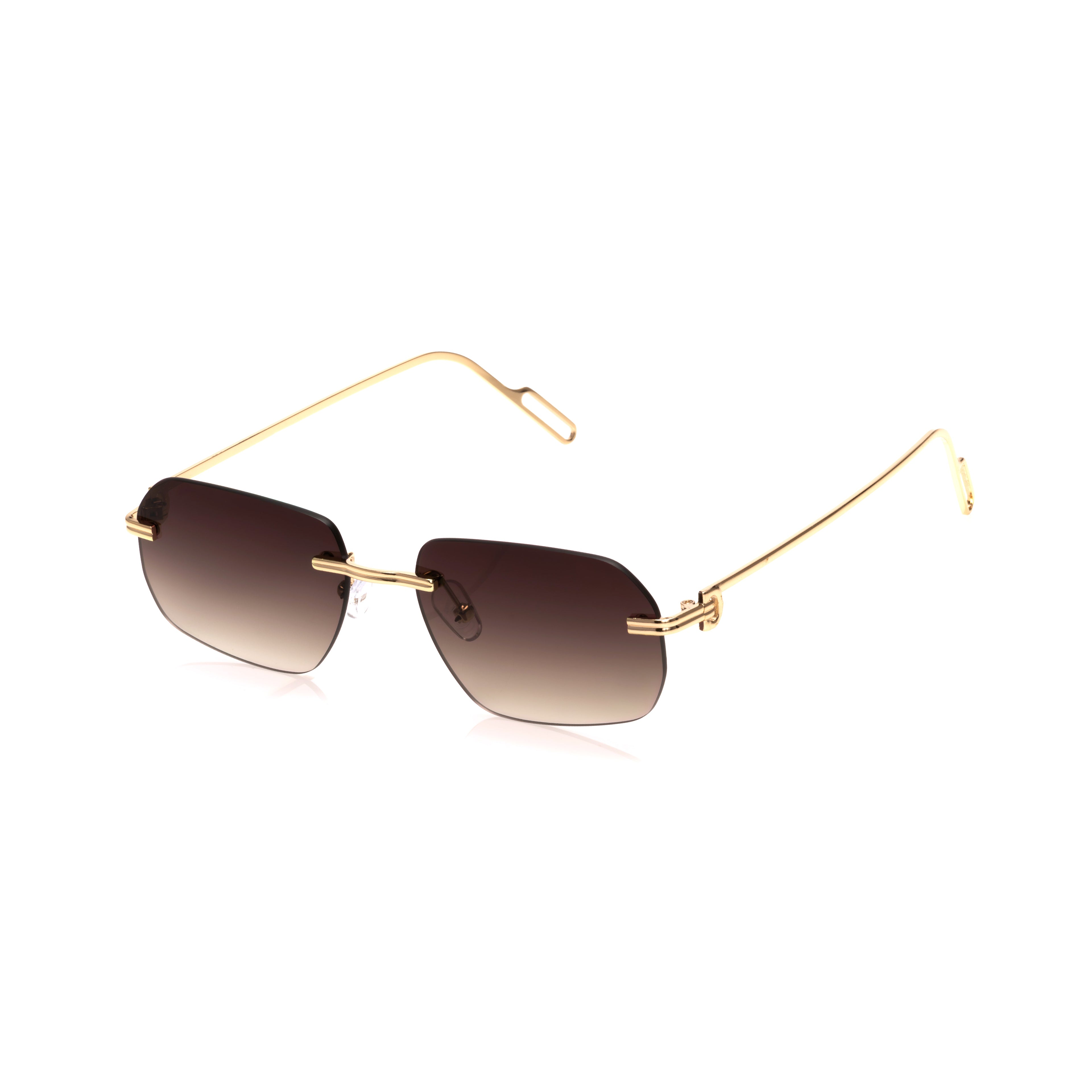 Lunettes Carré — Métal Doré & Verres Cognac Dégradé