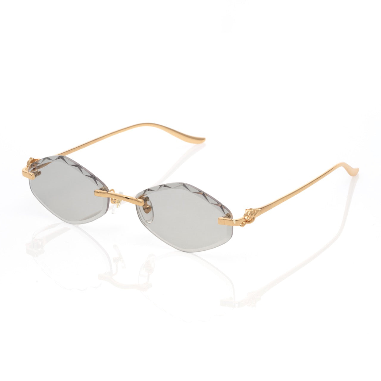 Lunettes Hexagonale — Métal Doré Fumé
