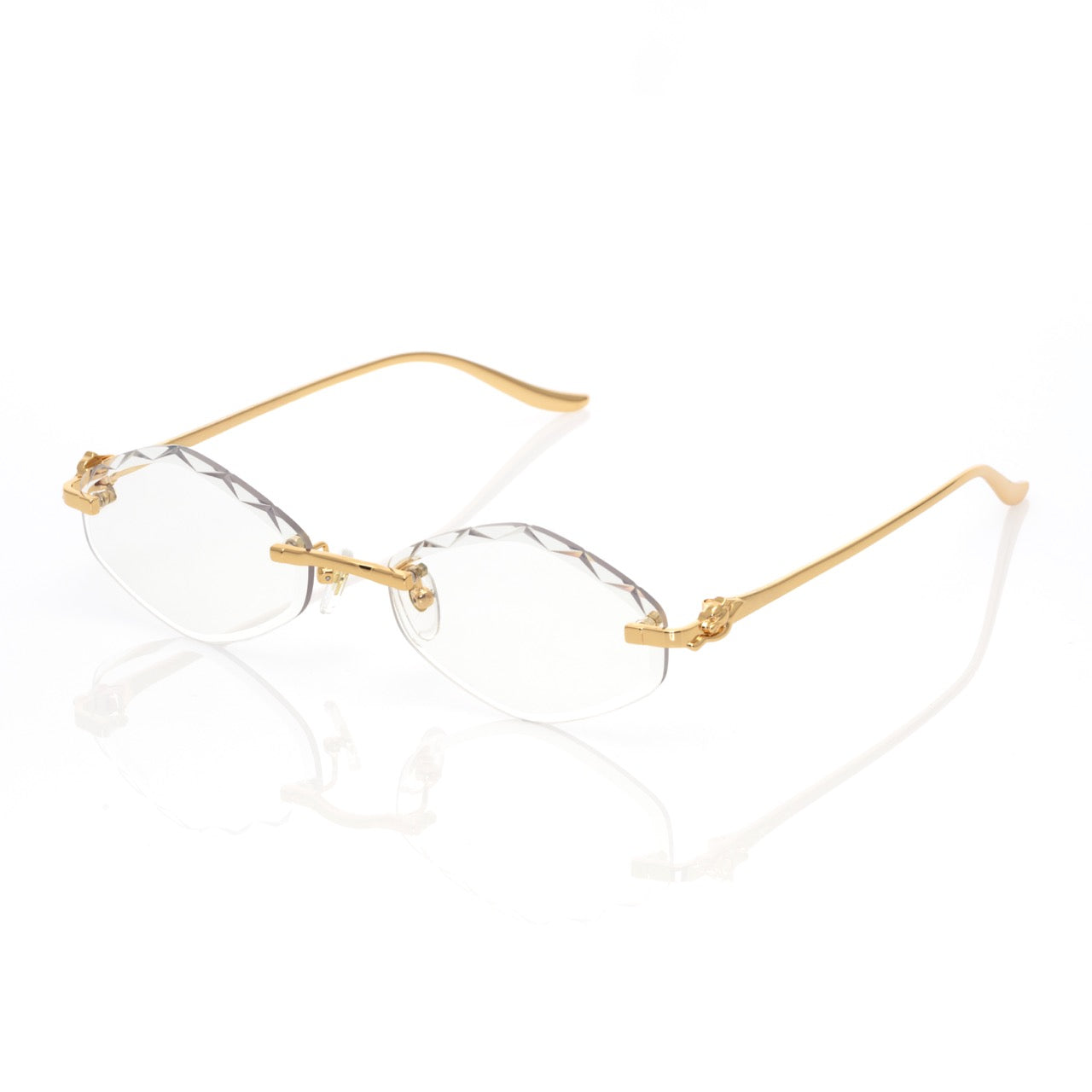 Lunettes Hexagonale — Métal Doré Fumé