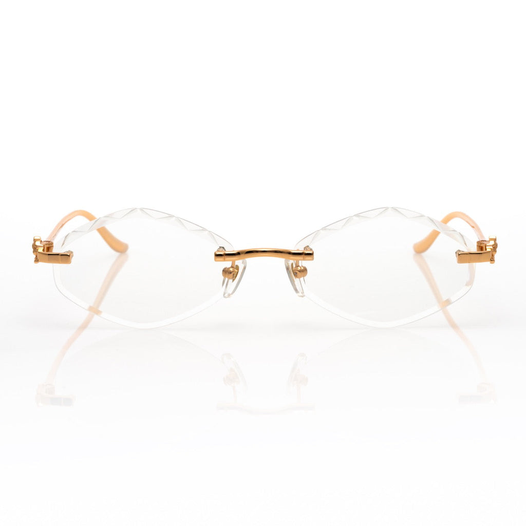 Lunettes Hexagonale — Métal Doré Fumé
