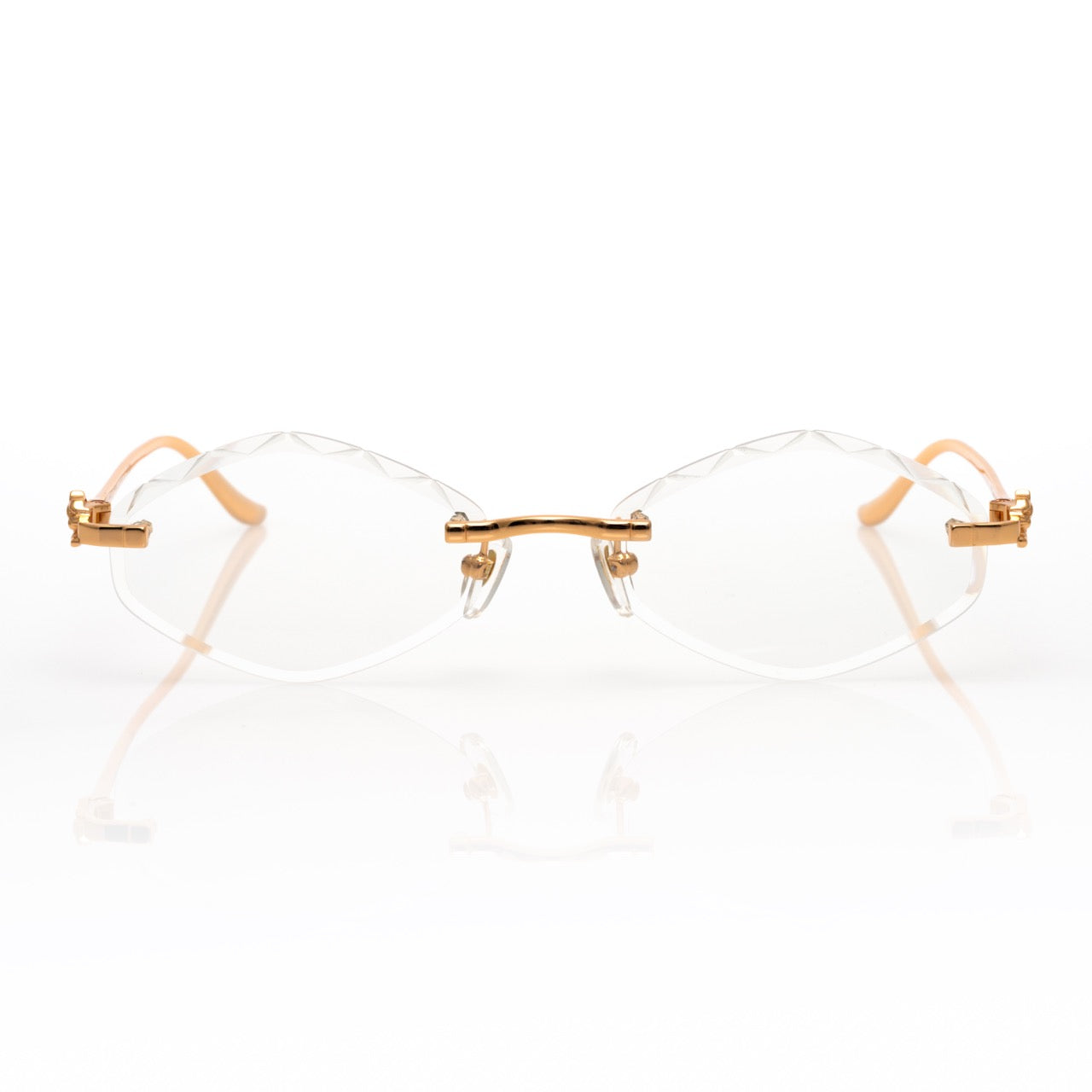Lunettes Hexagonale — Métal Doré Fumé