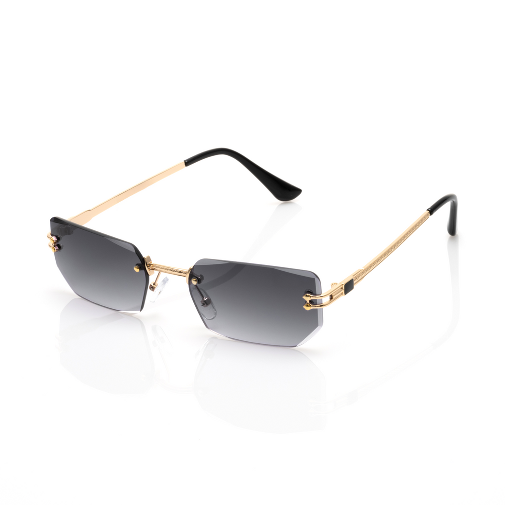 Lunettes Hexagonale — Métal Doré & Verres Anthracite