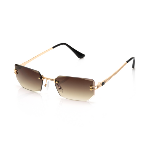 Lunettes Hexagonale — Métal Doré & Verres Anthracite