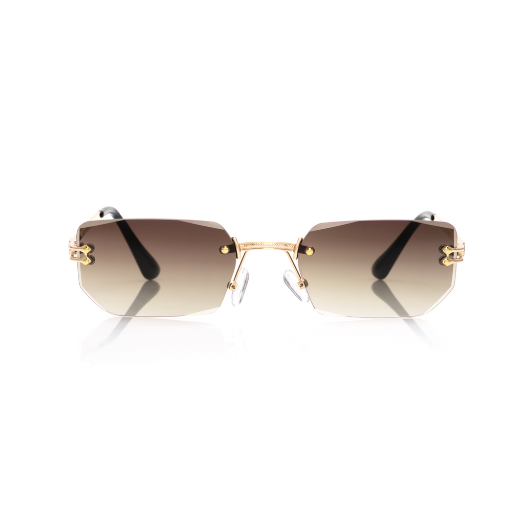 Lunettes Hexagonale — Métal Doré & Verres Anthracite