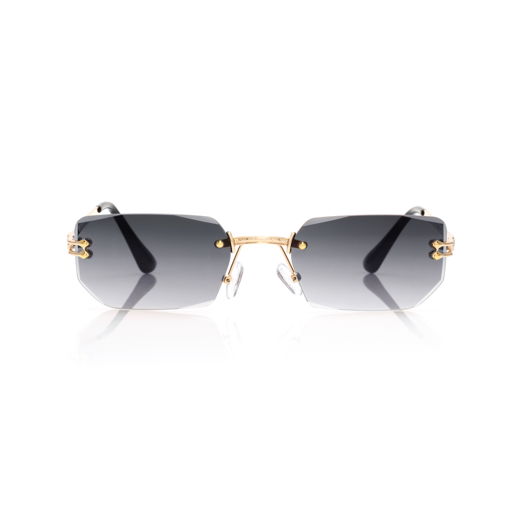 Lunettes Hexagonale — Métal Doré & Verres Anthracite