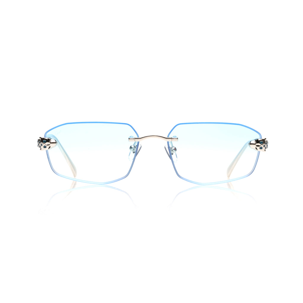 Lunettes Hexagonale Sans Cerclage — Métal Doré & Verres Verts