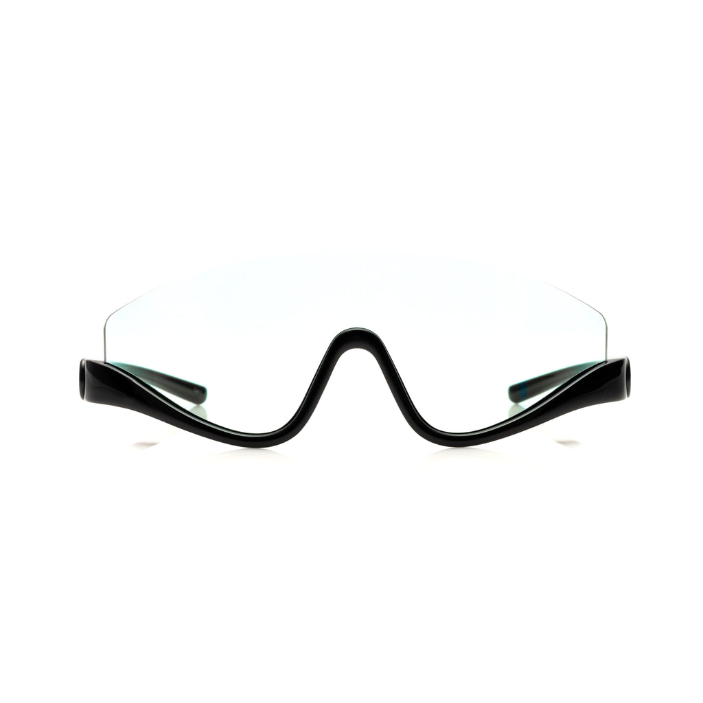 Lunettes Masque — Acétate Noir & Verre Clair