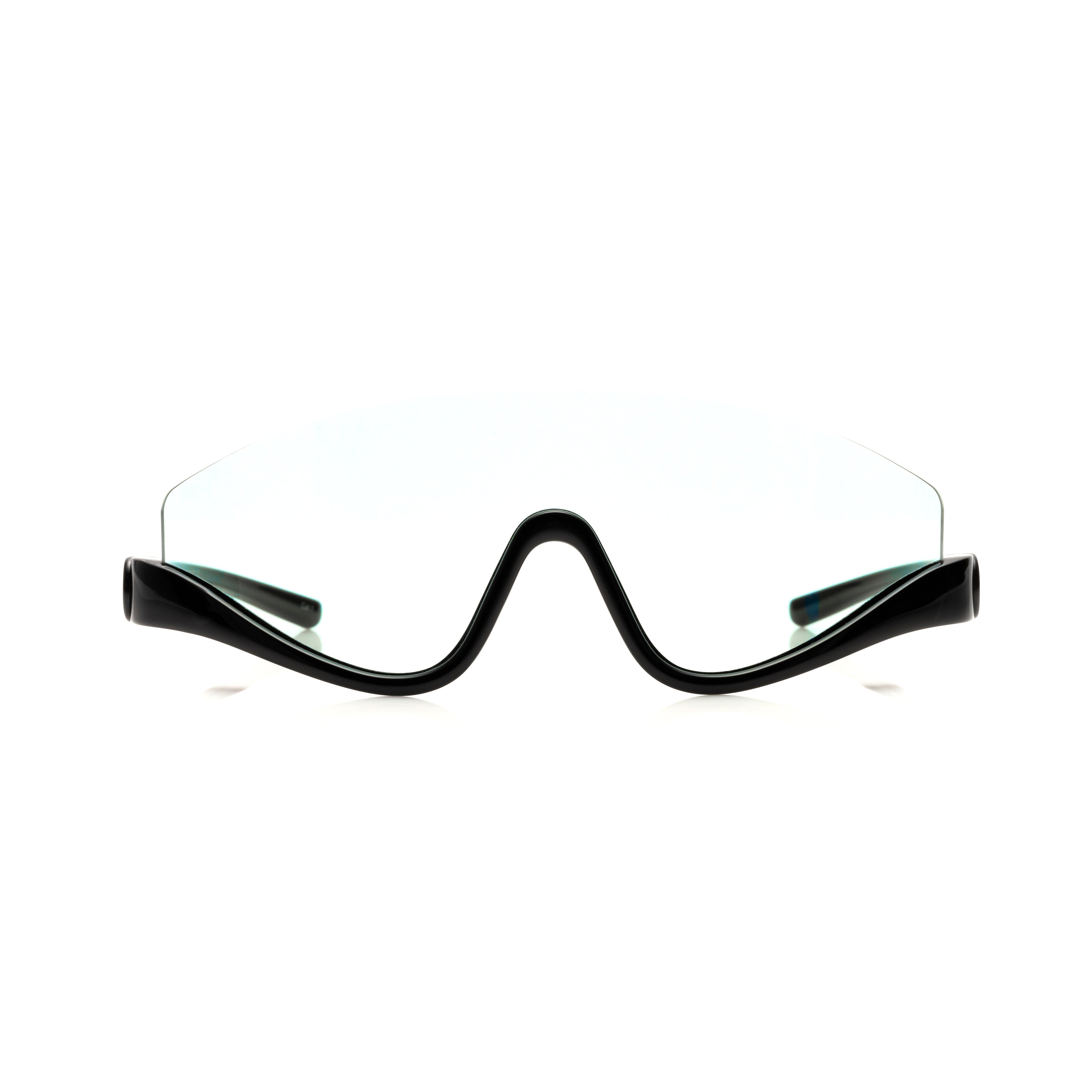 Lunettes Masque — Acétate Noir & Verre Clair