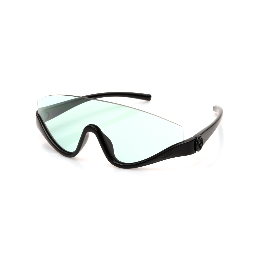 Lunettes Masque — Acétate Noir & Verre Clair