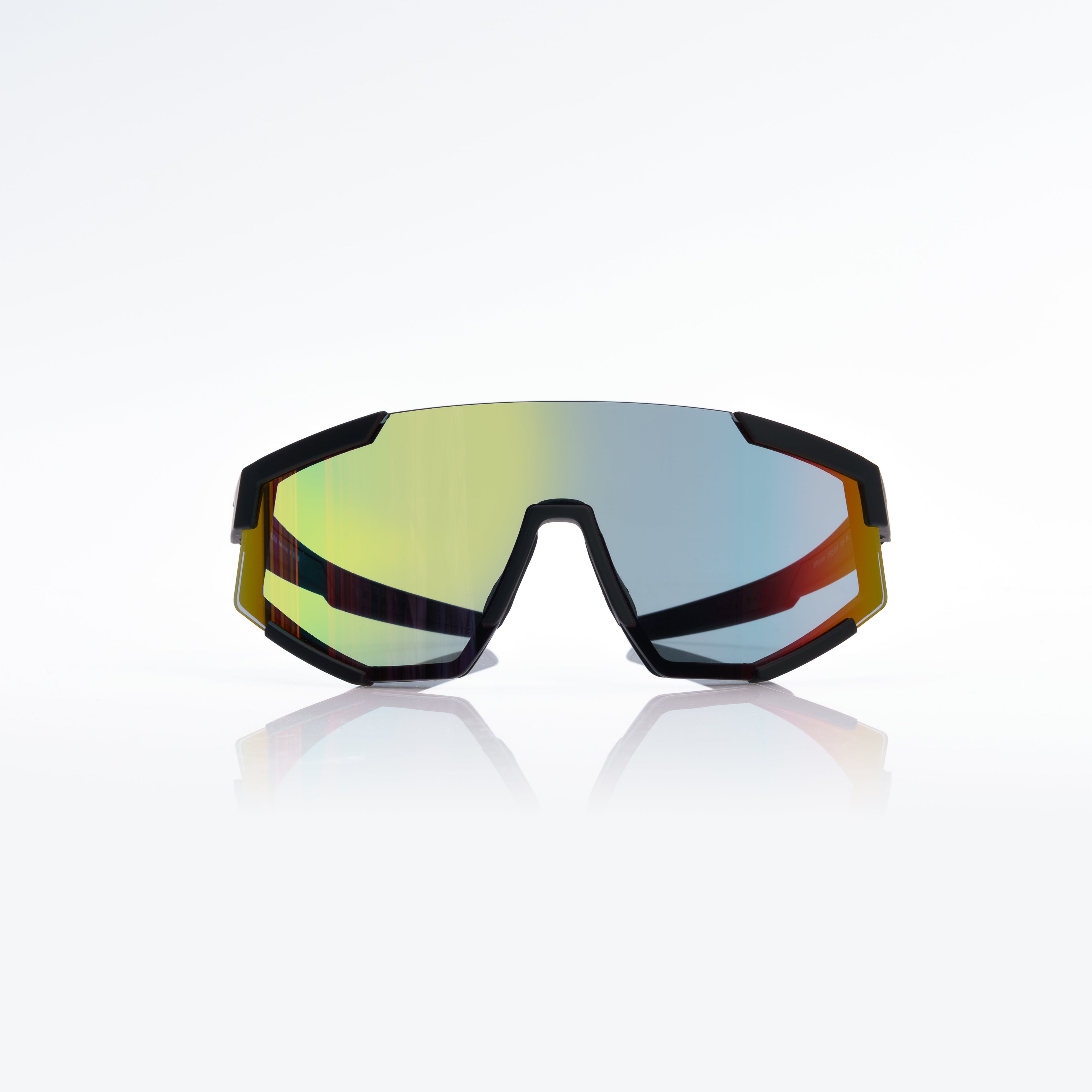 Lunettes Masque — Acétate Noir & Verres Miroir Rouge