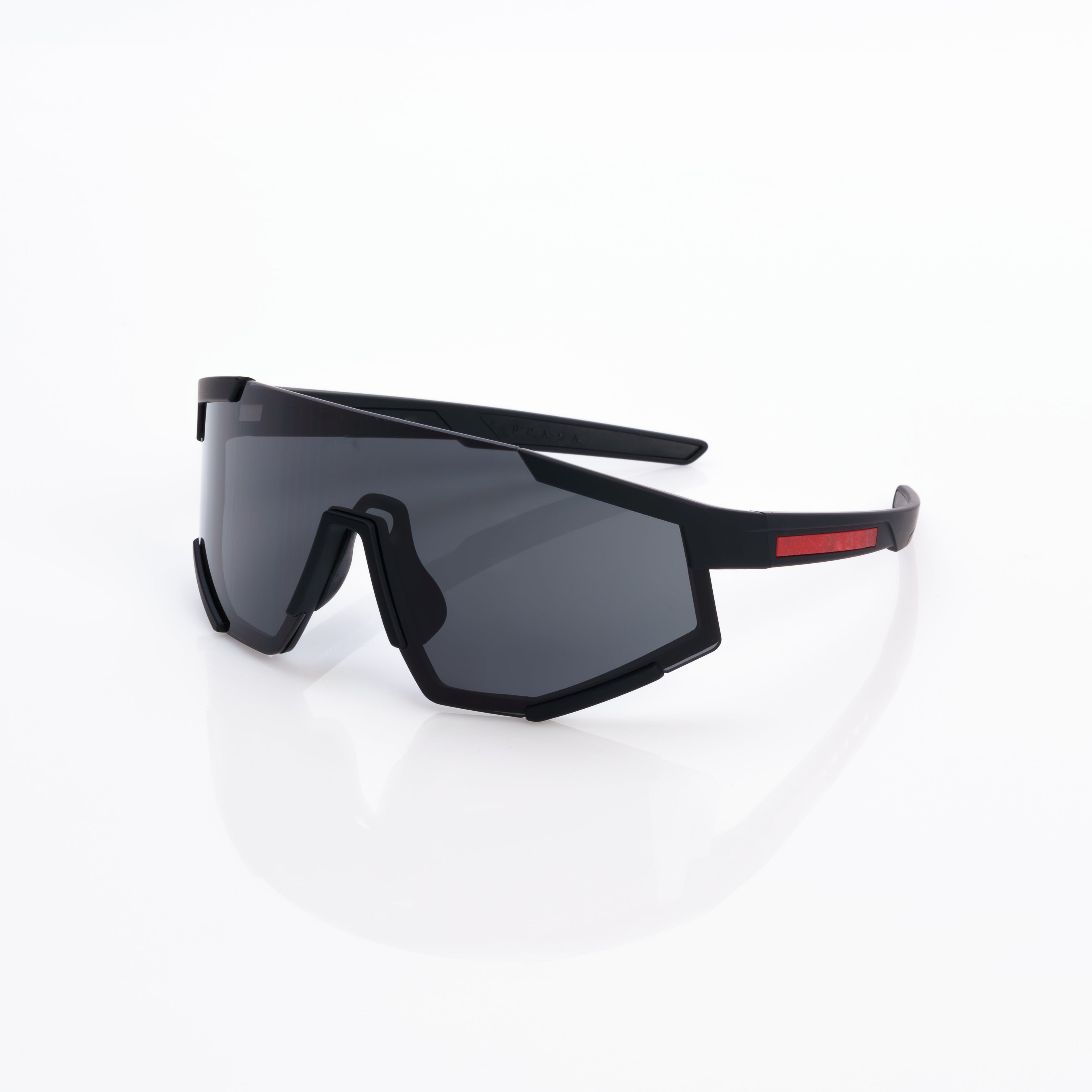 Lunettes Masque — Acétate Noir & Verres Miroir Rouge