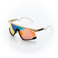 Lunettes Masque — Métal Beige & Verres Miroir Iridescent