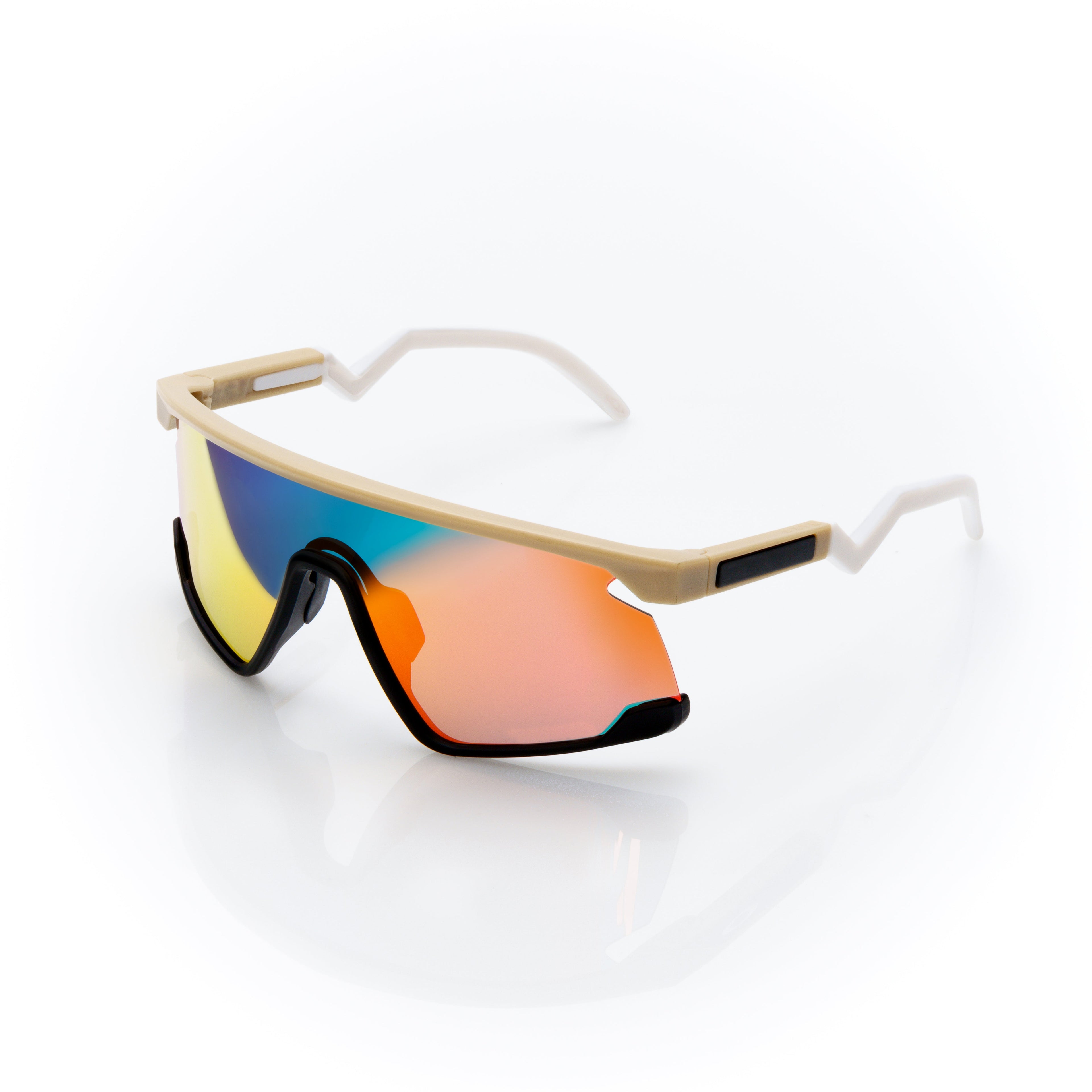 Lunettes Masque — Métal Beige & Verres Miroir Iridescent
