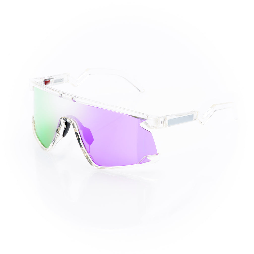 Lunettes Masque — Métal Beige & Verres Miroir Iridescent