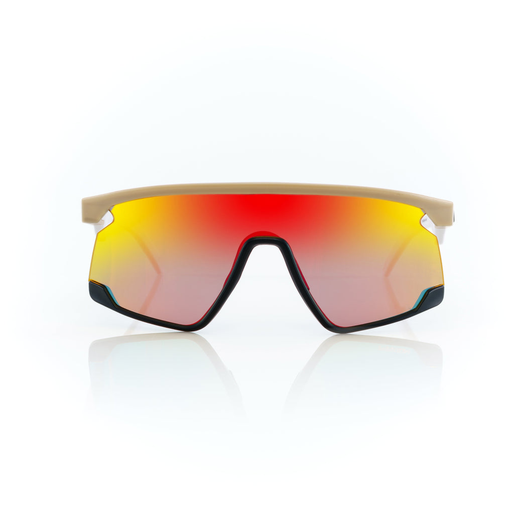 Lunettes Masque — Métal Beige & Verres Miroir Iridescent