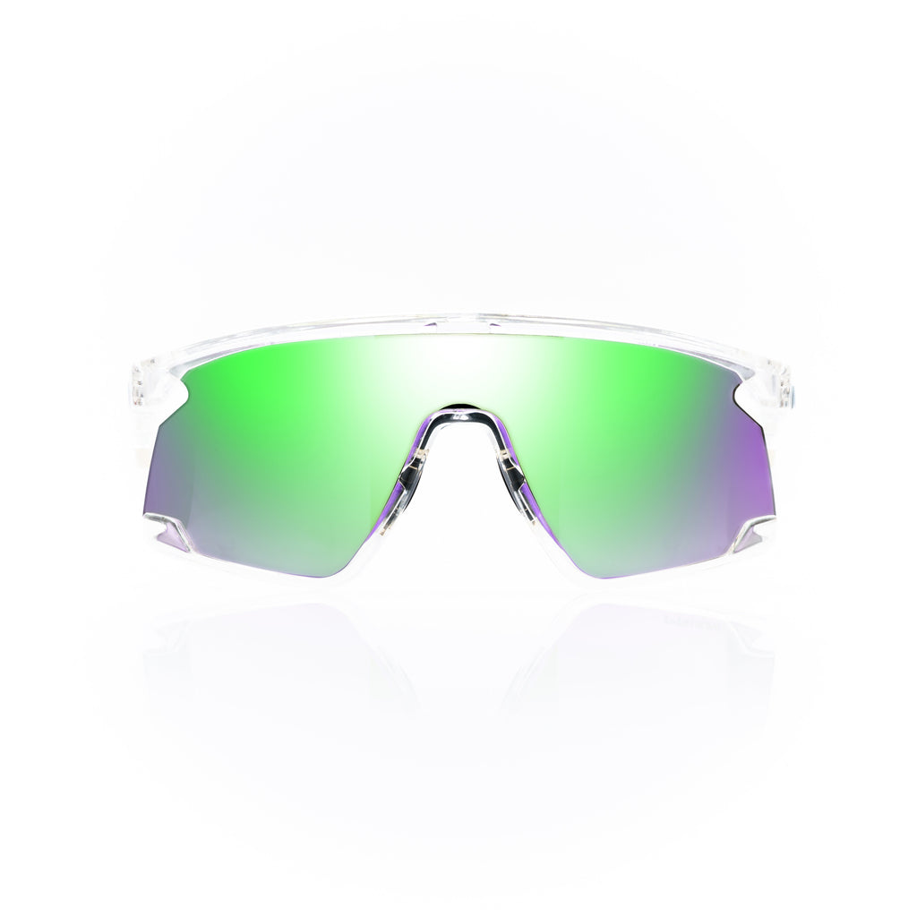 Lunettes Masque — Métal Beige & Verres Miroir Iridescent