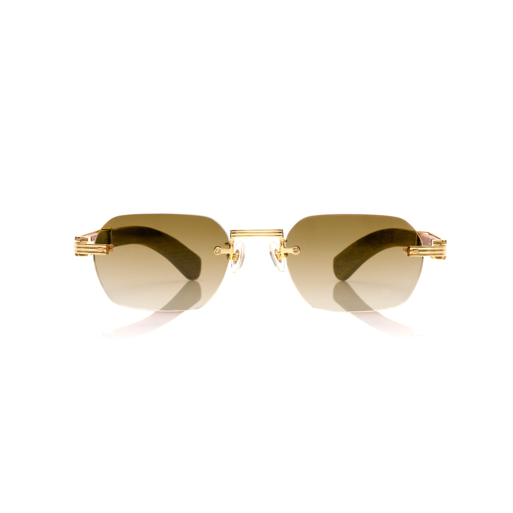 Lunettes Octogonale — Bois Acajou & Métal Doré