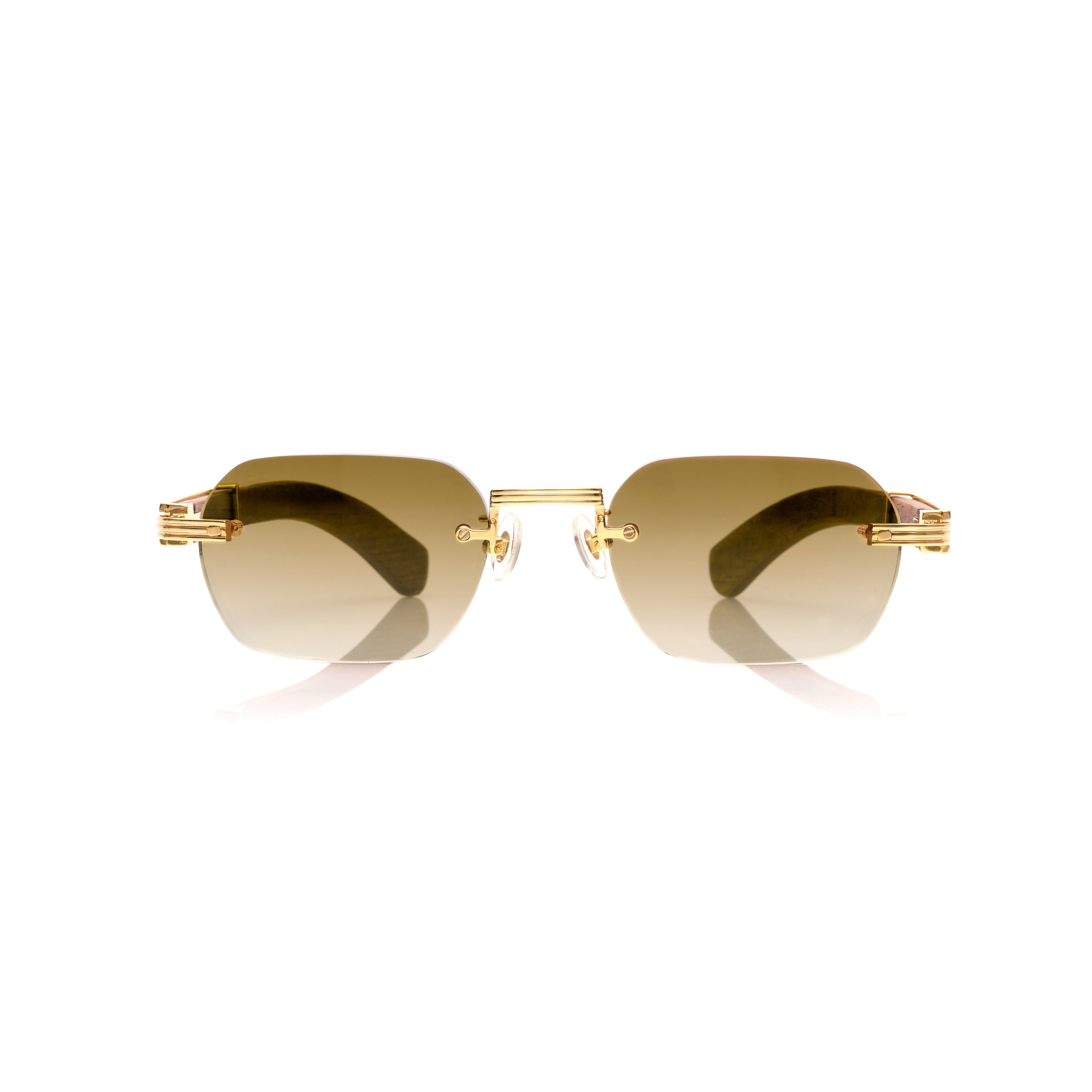 Lunettes Octogonale — Bois Acajou & Métal Doré