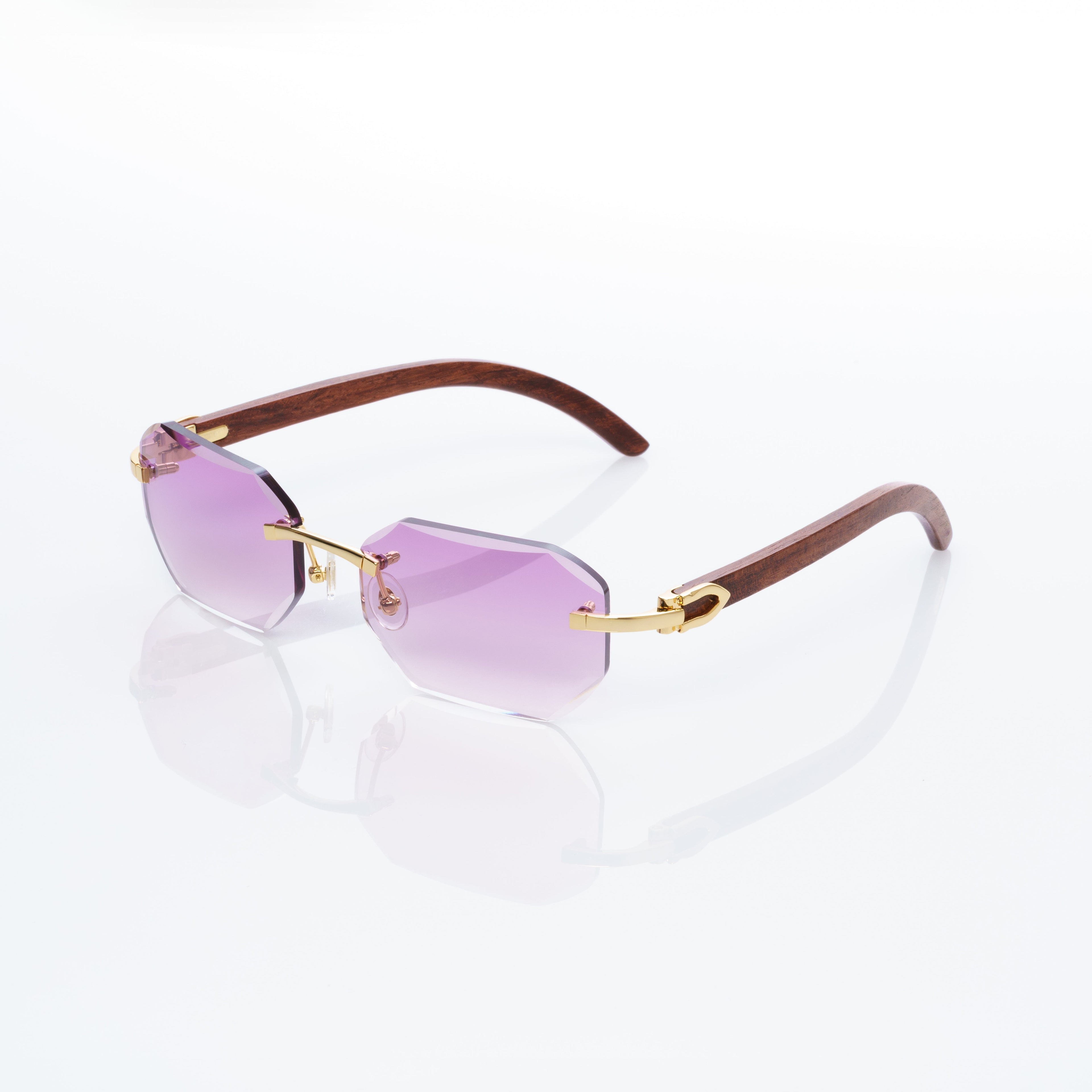 Lunettes Octogonale — Bois Brun & Doré Parme