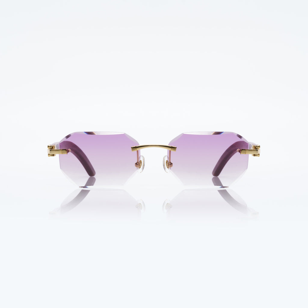 Lunettes Octogonale — Bois Brun & Doré Parme