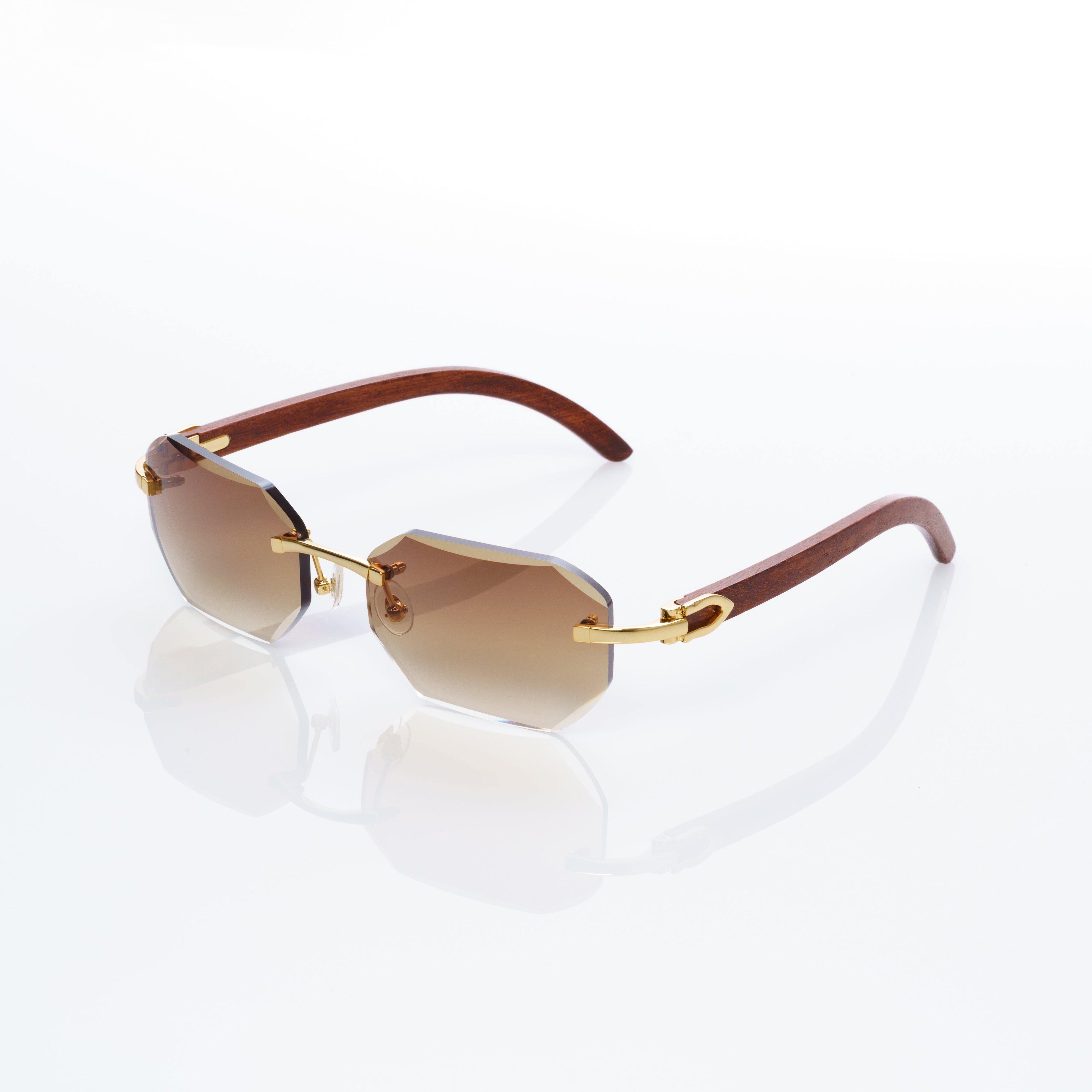 Lunettes Octogonale — Bois Brun & Doré Parme