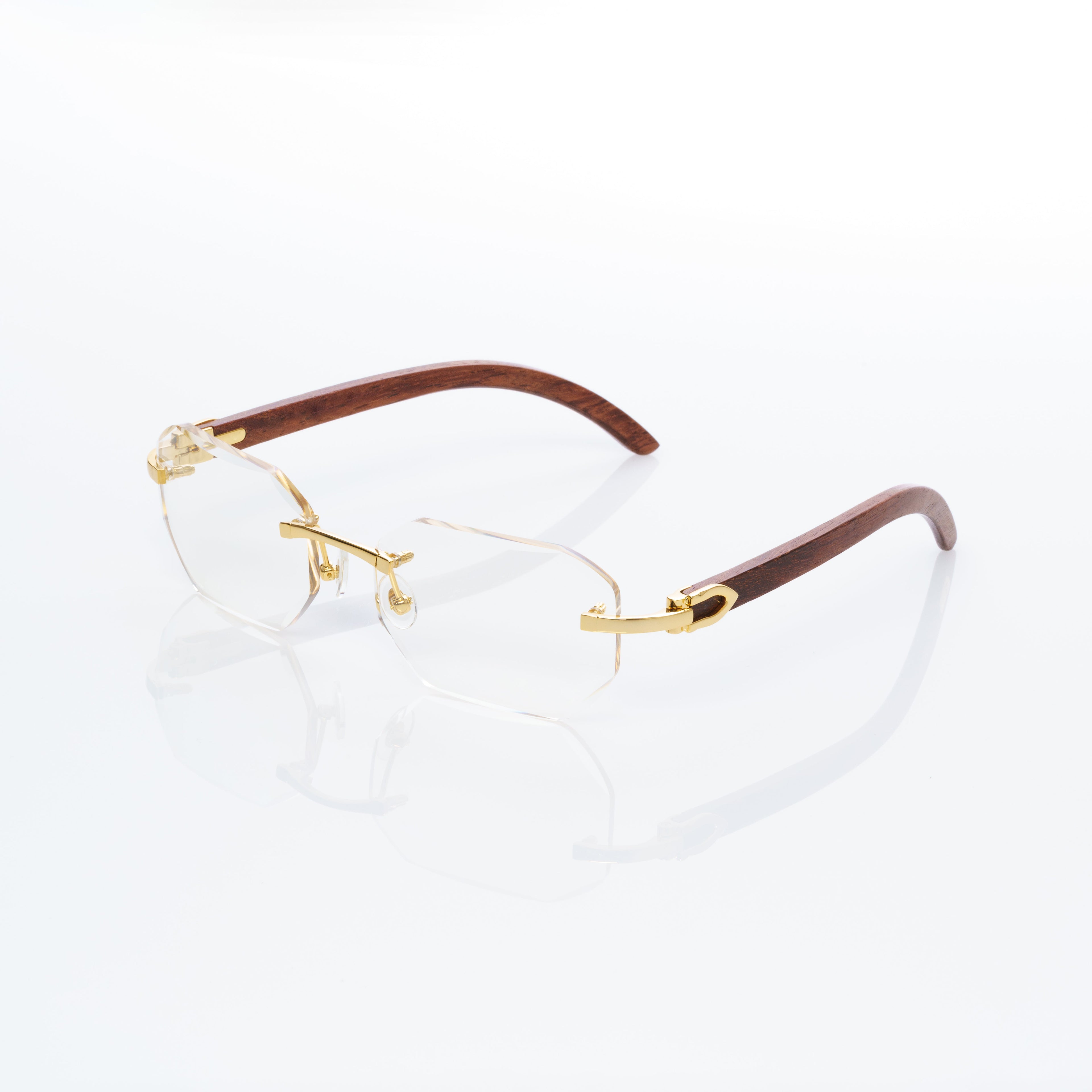 Lunettes Octogonale — Bois Brun & Doré Parme