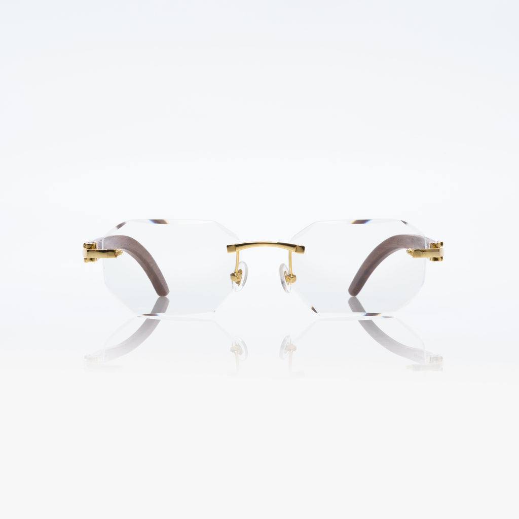 Lunettes Octogonale — Bois Brun & Doré Parme