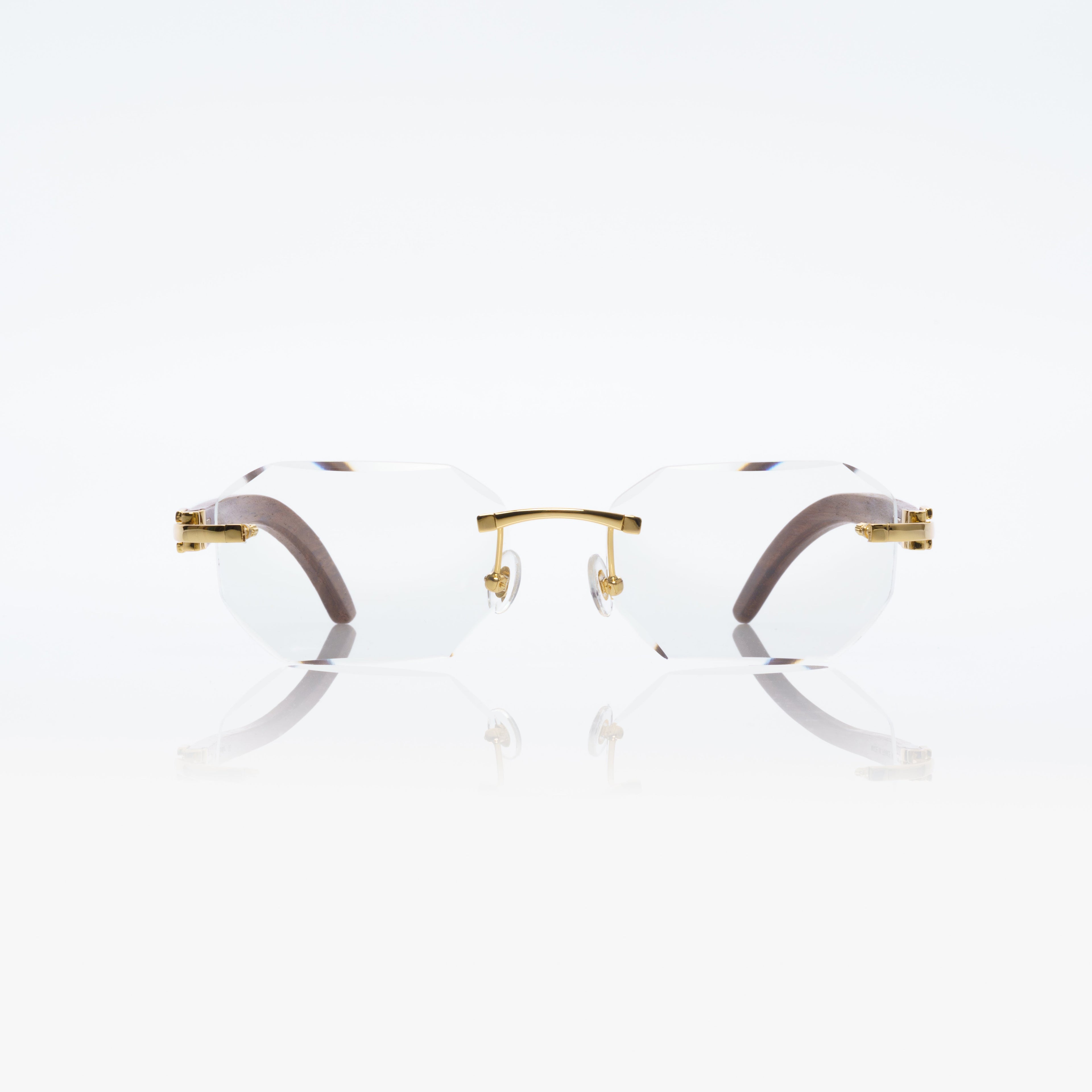Lunettes Octogonale — Bois Brun & Doré Parme
