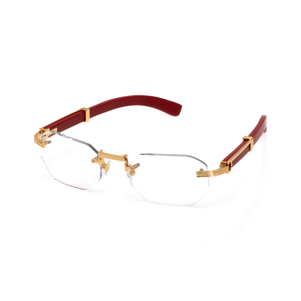 Lunettes Octogonale — Doré & Bois Bordeaux
