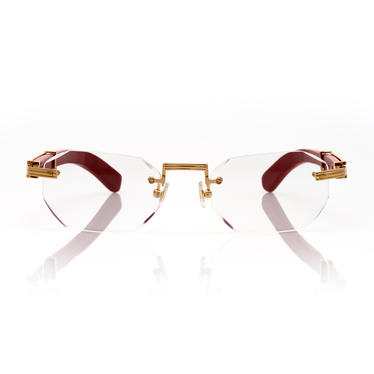 Lunettes Octogonale — Doré & Bois Bordeaux