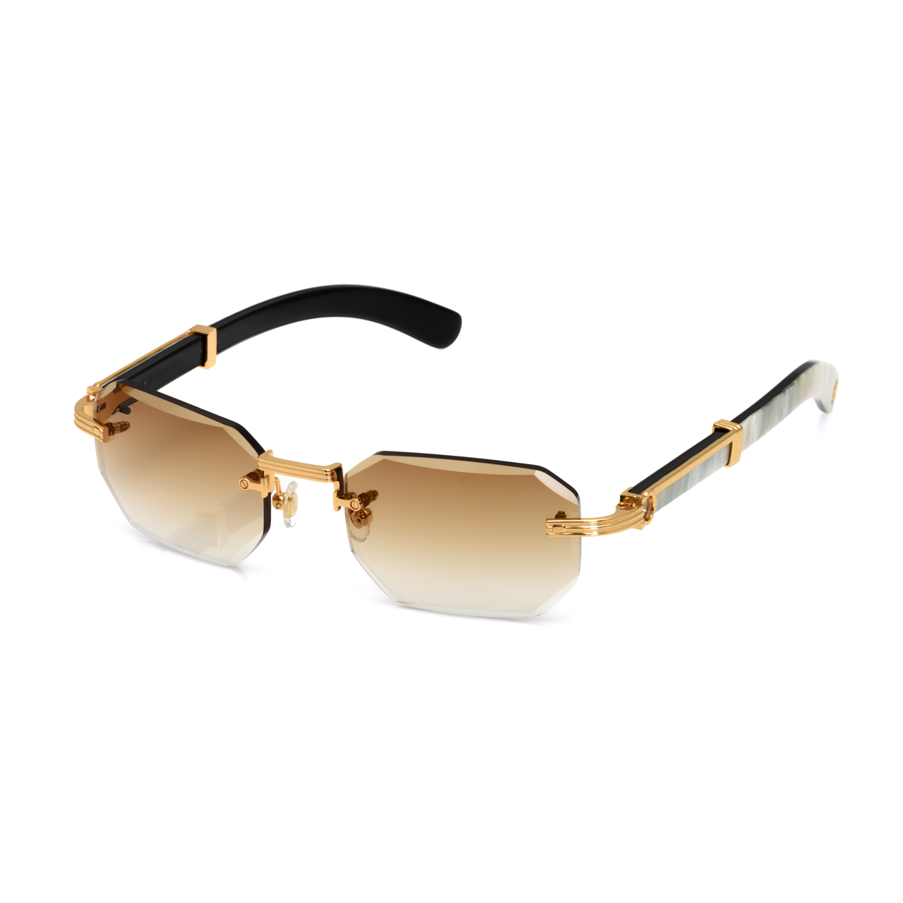 Lunettes Octogonale — Doré & Bois Noir Nacré