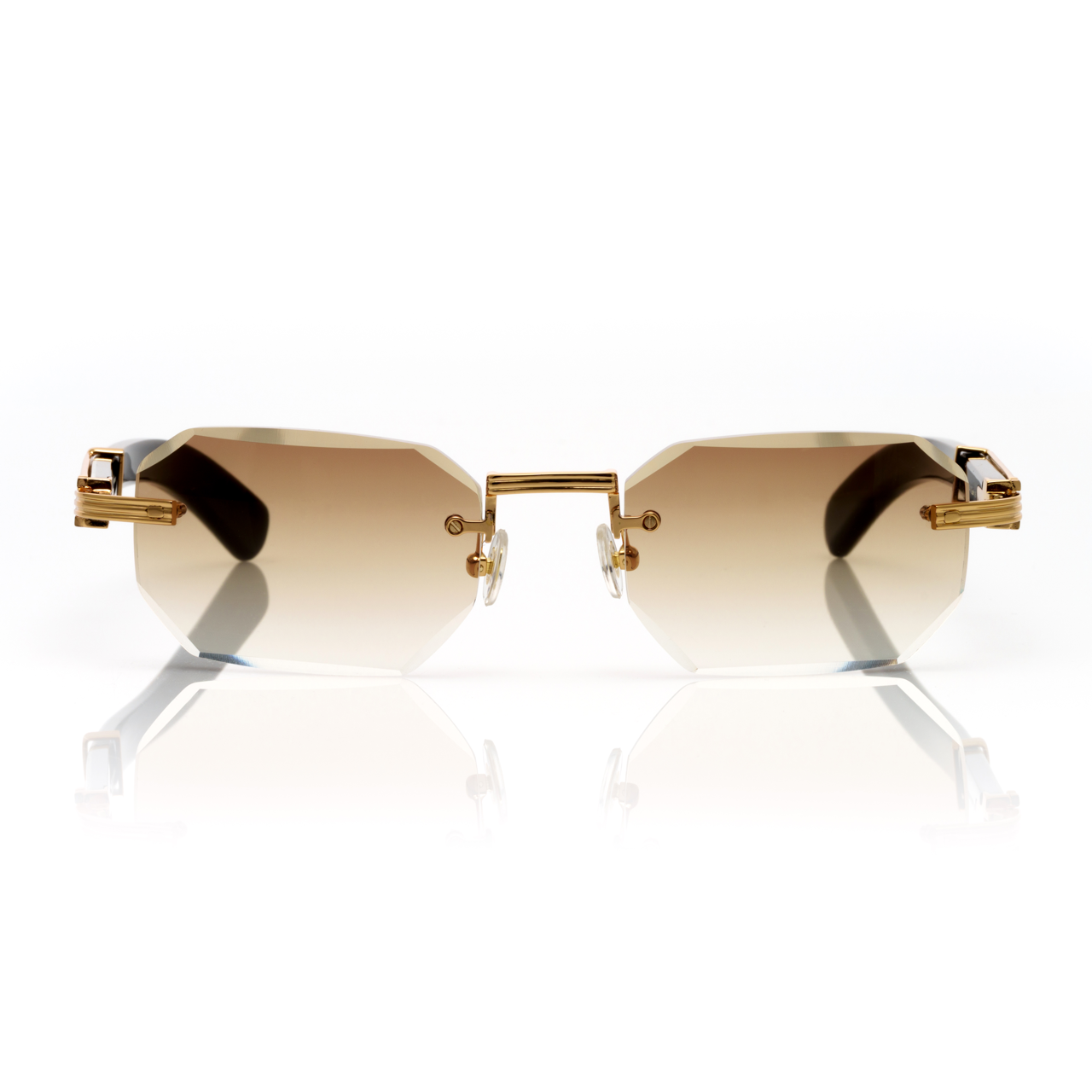 Lunettes Octogonale — Doré & Bois Noir Nacré