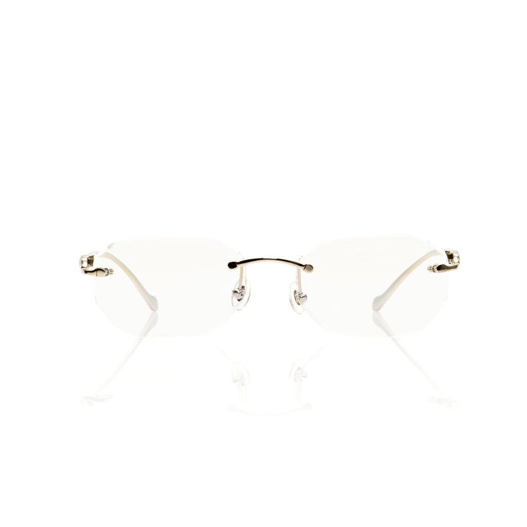 Lunettes Octogonale — Métal Argenté Cristal