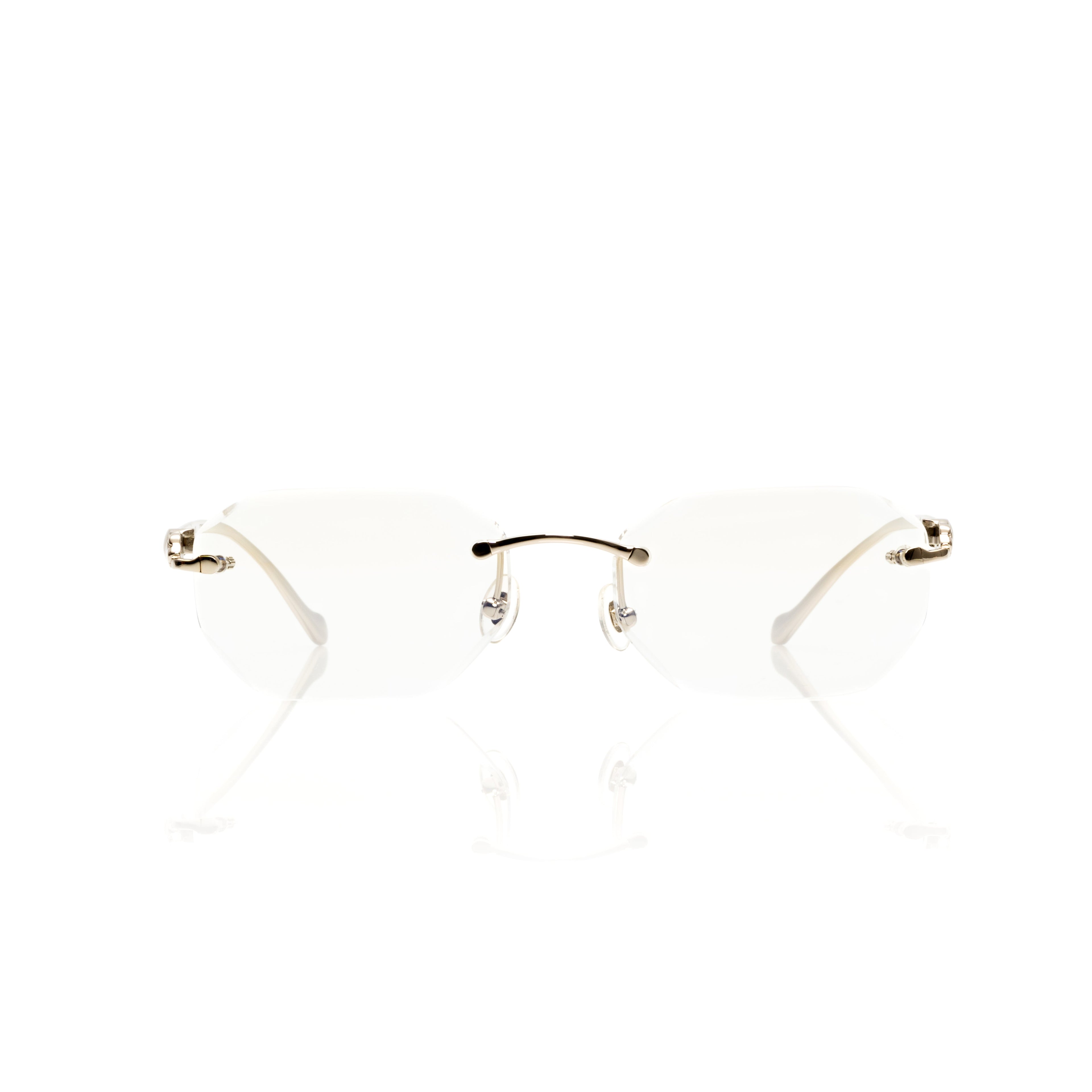 Lunettes Octogonale — Métal Argenté Cristal