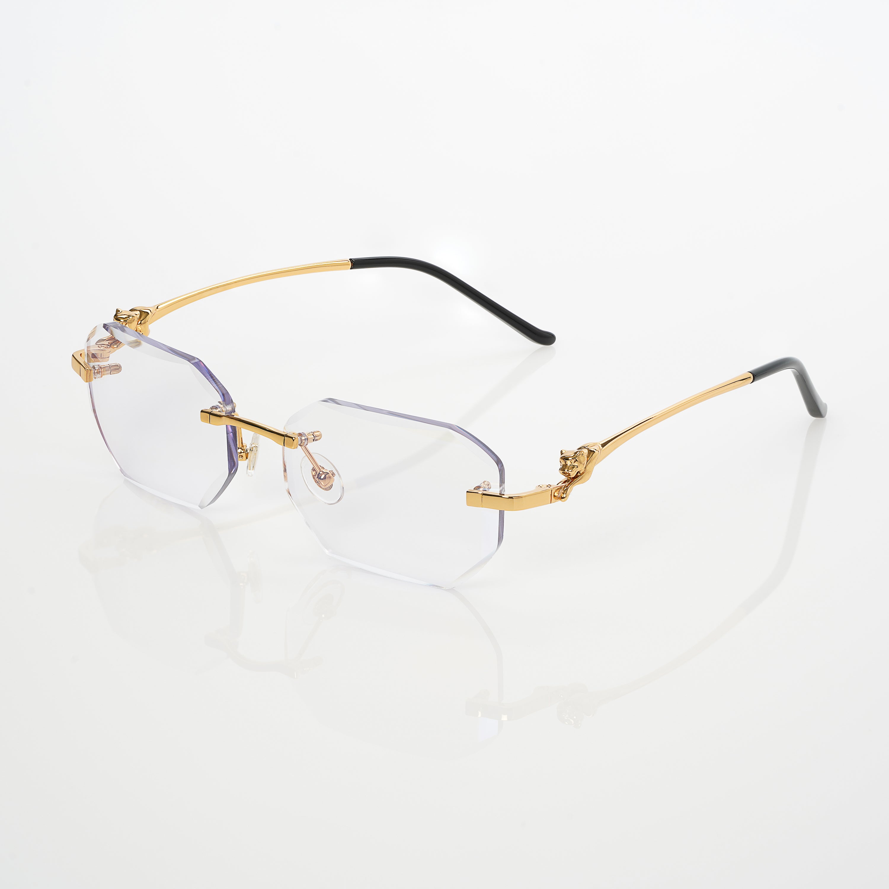Lunettes Octogonale — Métal Argenté & Verres Bleu Pêche