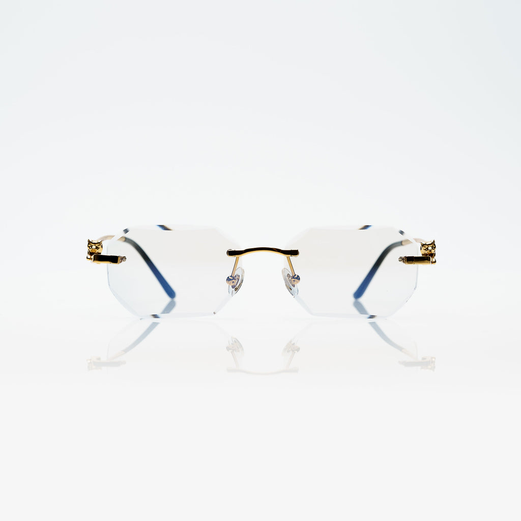 Lunettes Octogonale — Métal Argenté & Verres Bleu Pêche