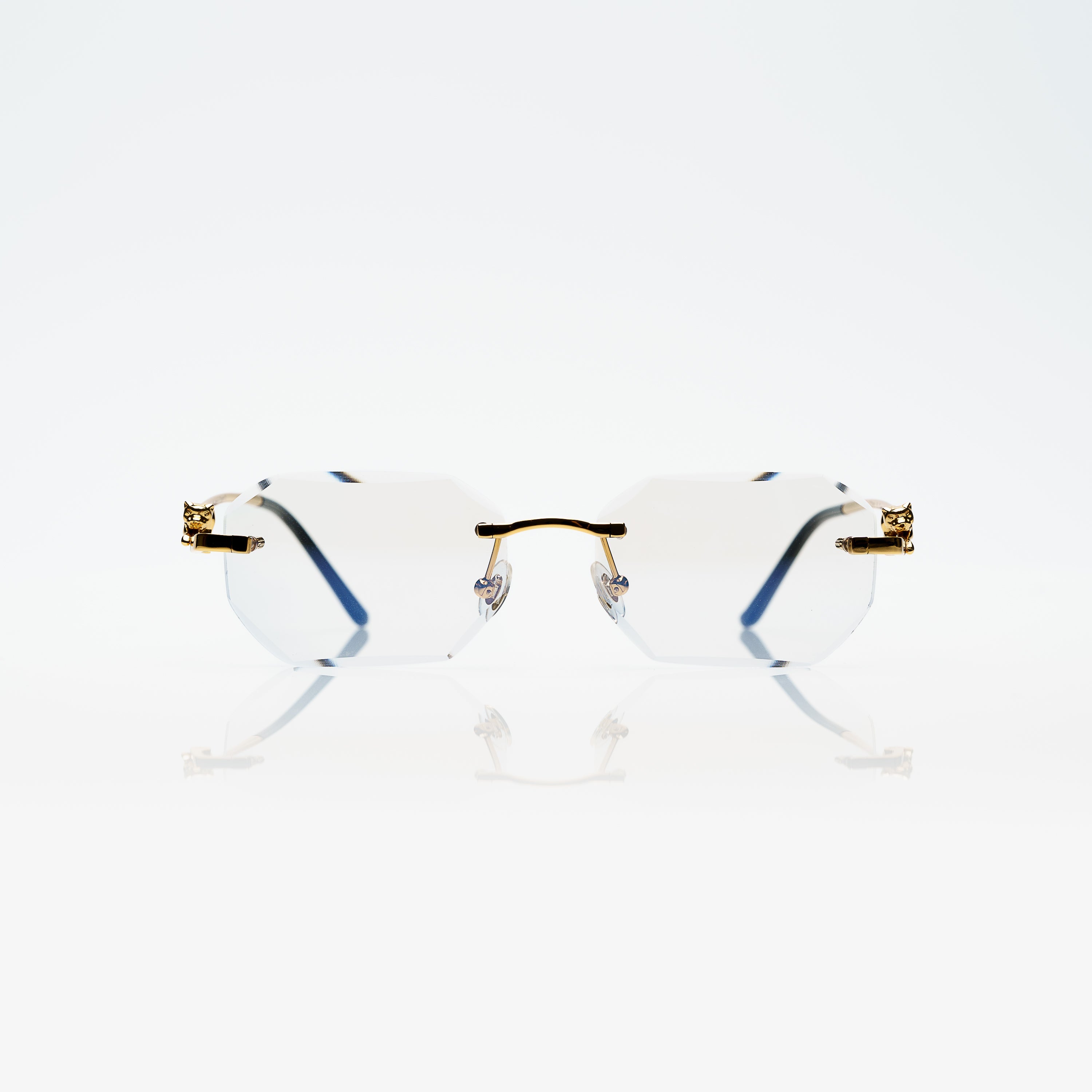 Lunettes Octogonale — Métal Argenté & Verres Bleu Pêche