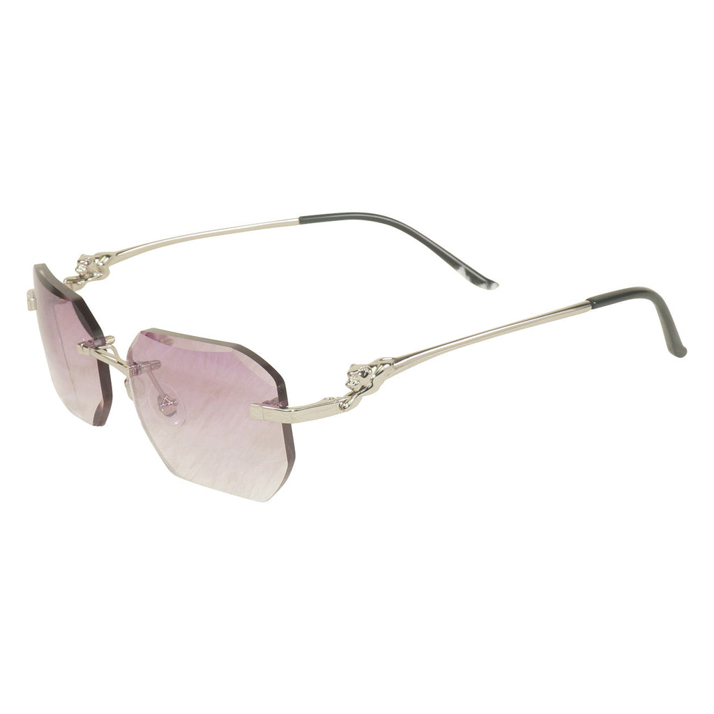 Lunettes Octogonale — Métal Argenté & Verres Bleu Pêche