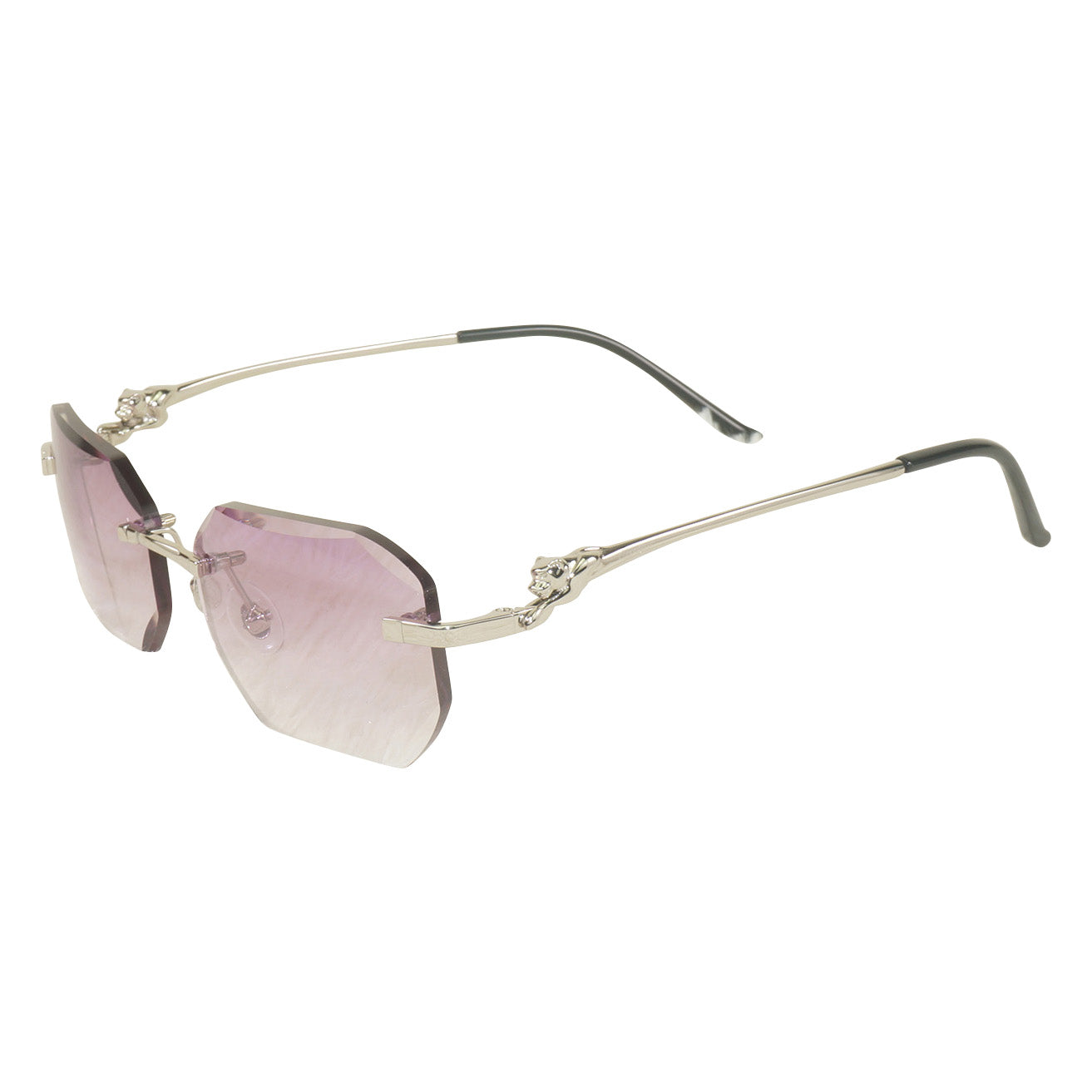 Lunettes Octogonale — Métal Argenté & Verres Bleu Pêche