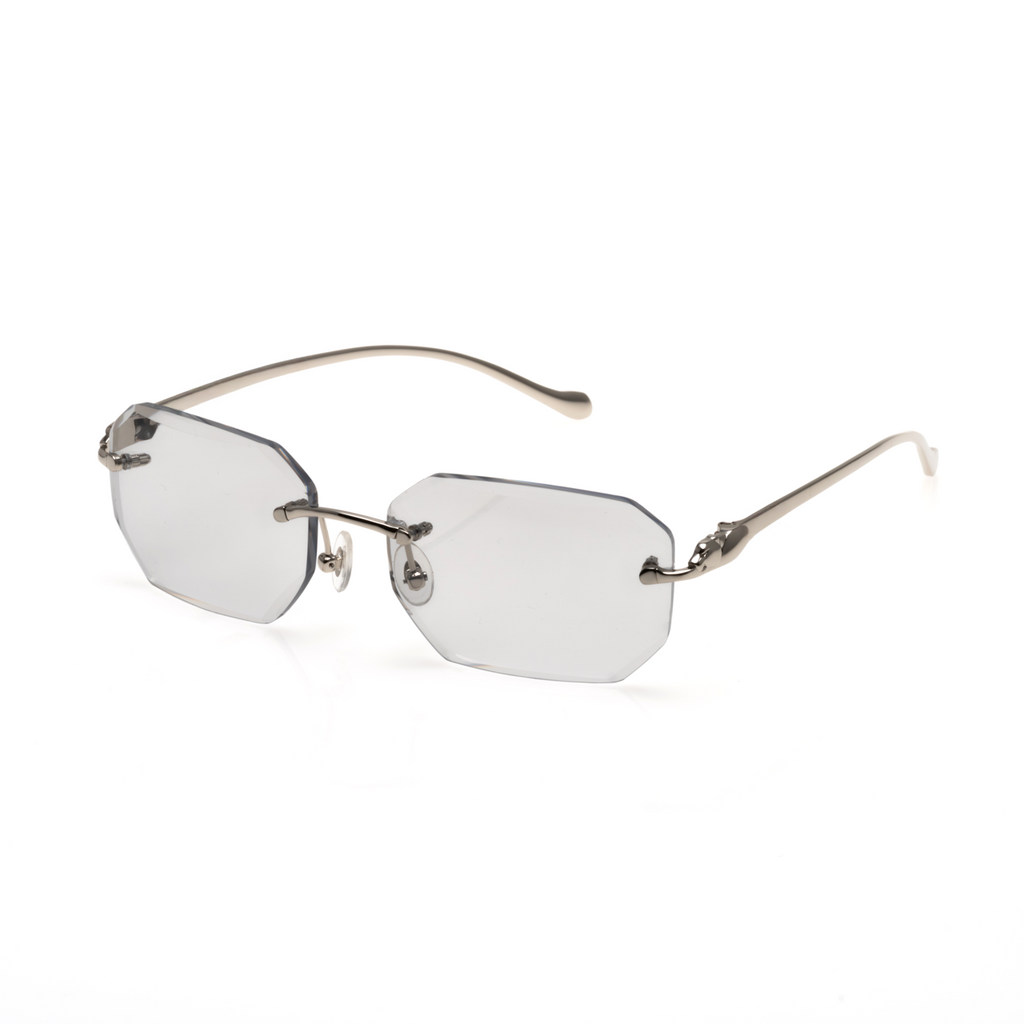 Lunettes Octogonale — Métal Argenté & Verres Cristal