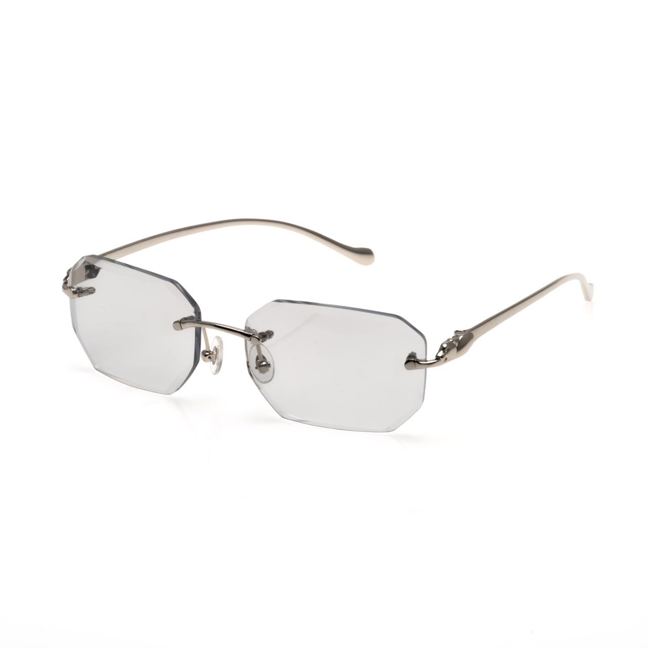 Lunettes Octogonale — Métal Argenté & Verres Cristal