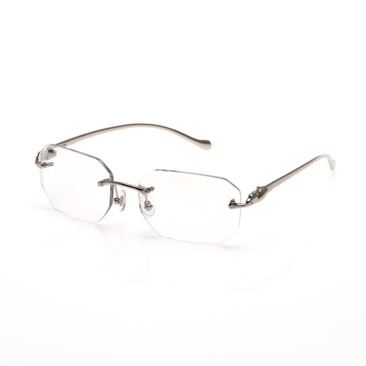 Lunettes Octogonale — Métal Argenté & Verres Cristal