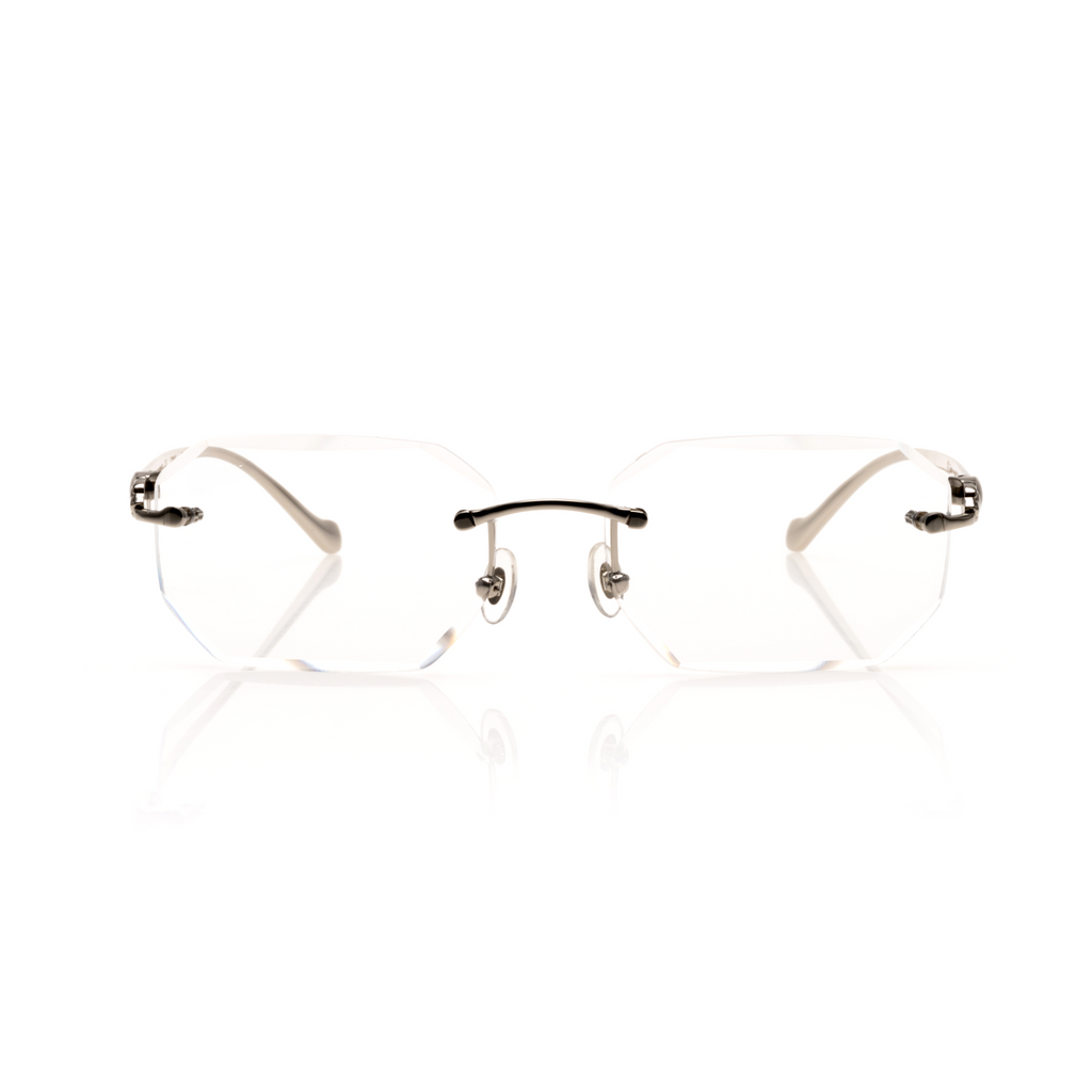 Lunettes Octogonale — Métal Argenté & Verres Cristal