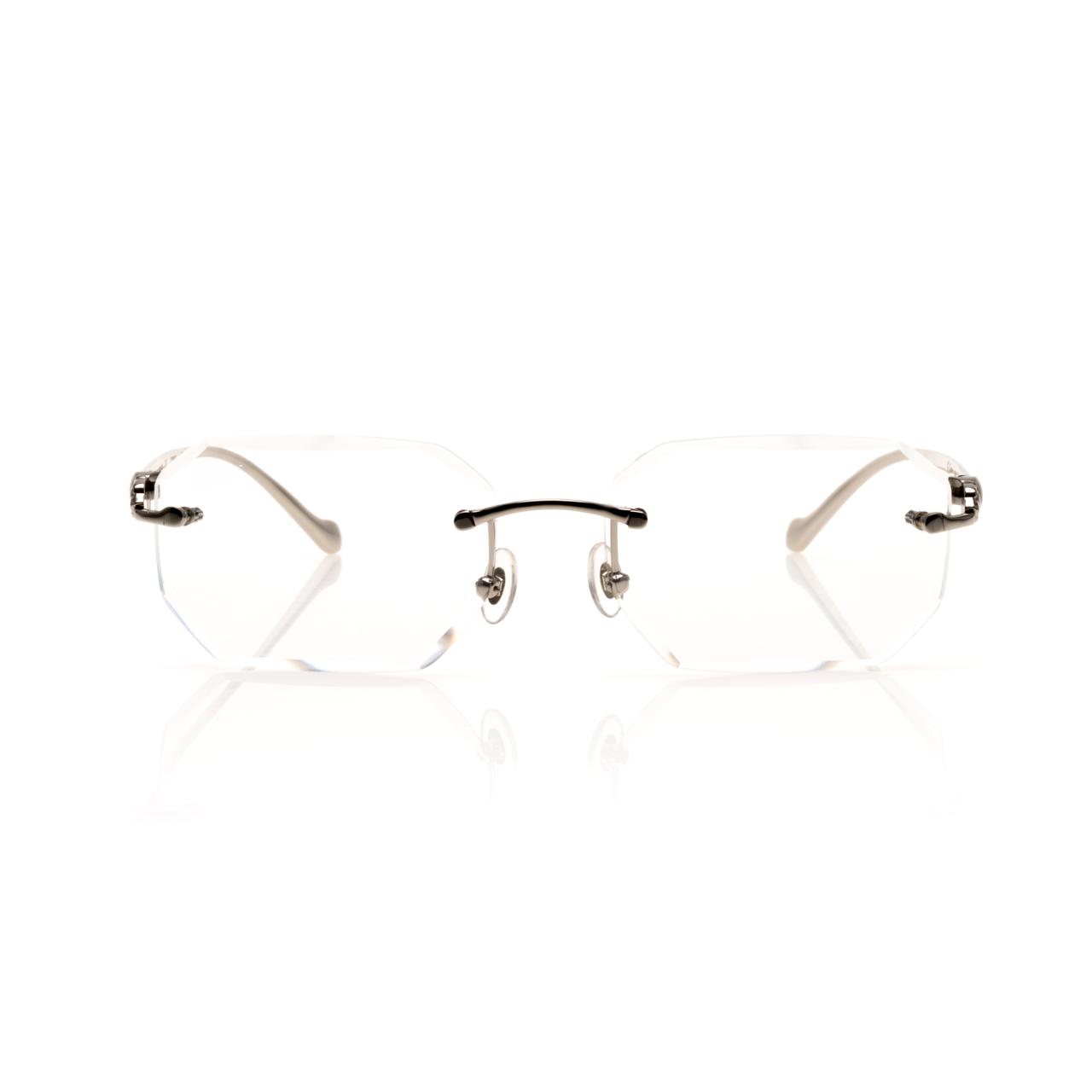 Lunettes Octogonale — Métal Argenté & Verres Cristal