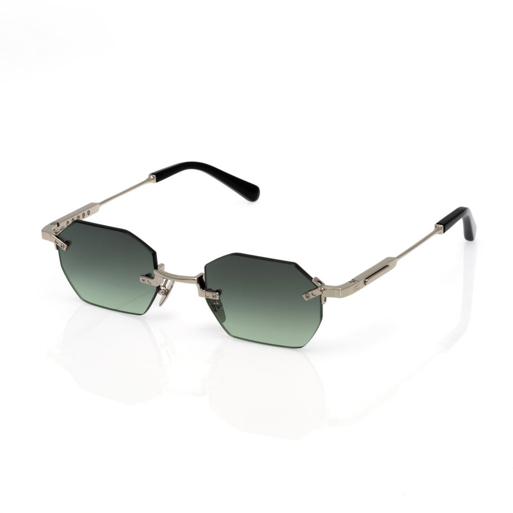 Lunettes Octogonale — Métal Argenté & Verres Verts