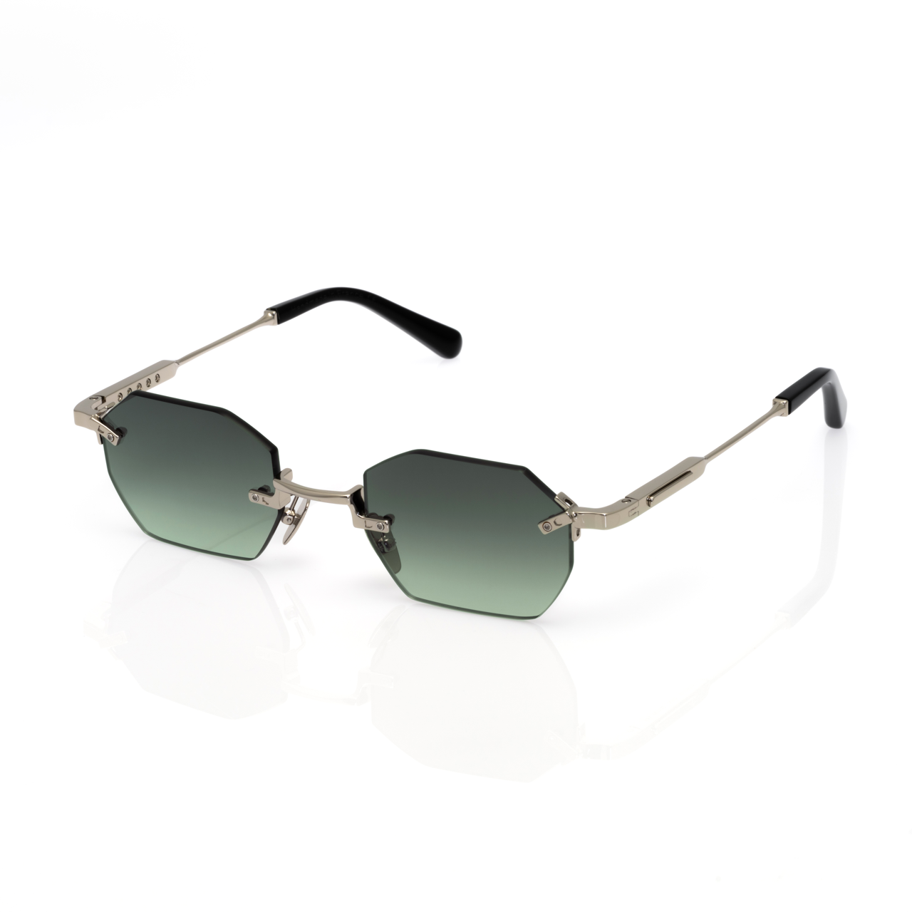 Lunettes Octogonale — Métal Argenté & Verres Verts