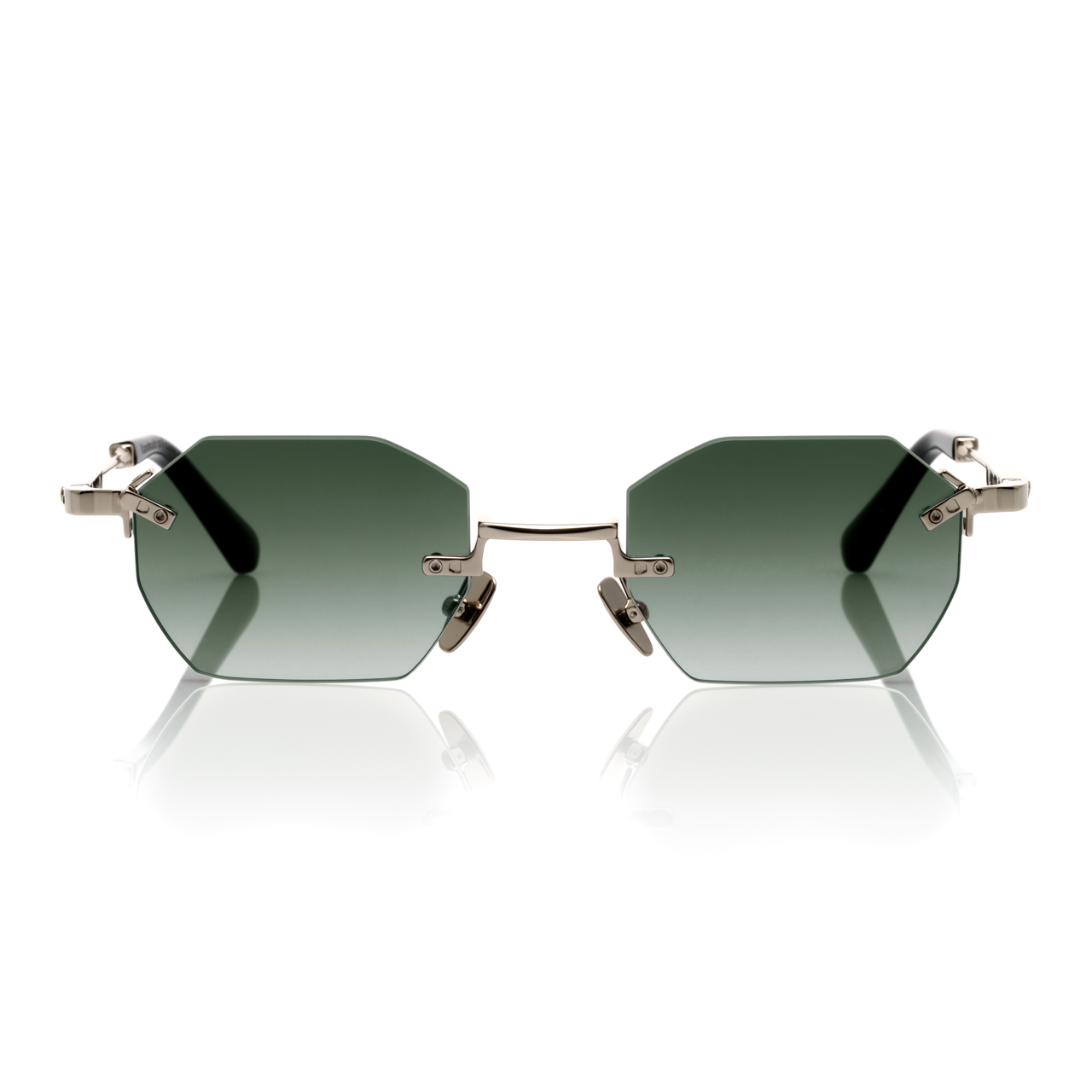Lunettes Octogonale — Métal Argenté & Verres Verts