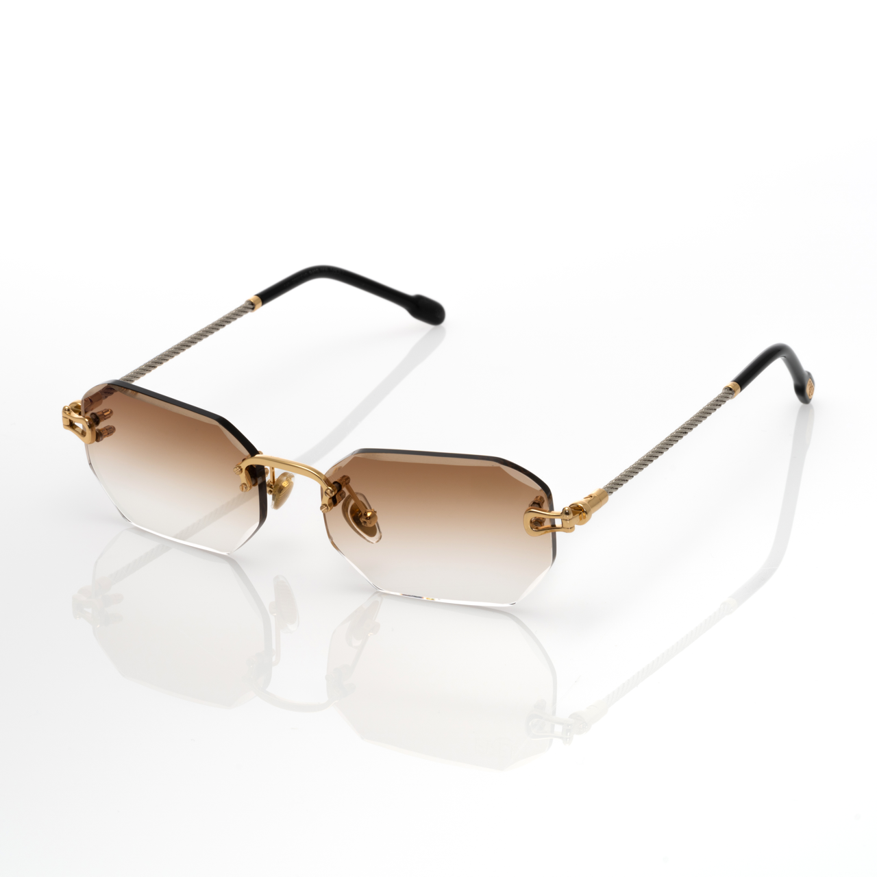 Lunettes Octogonale — Métal Doré & Noir