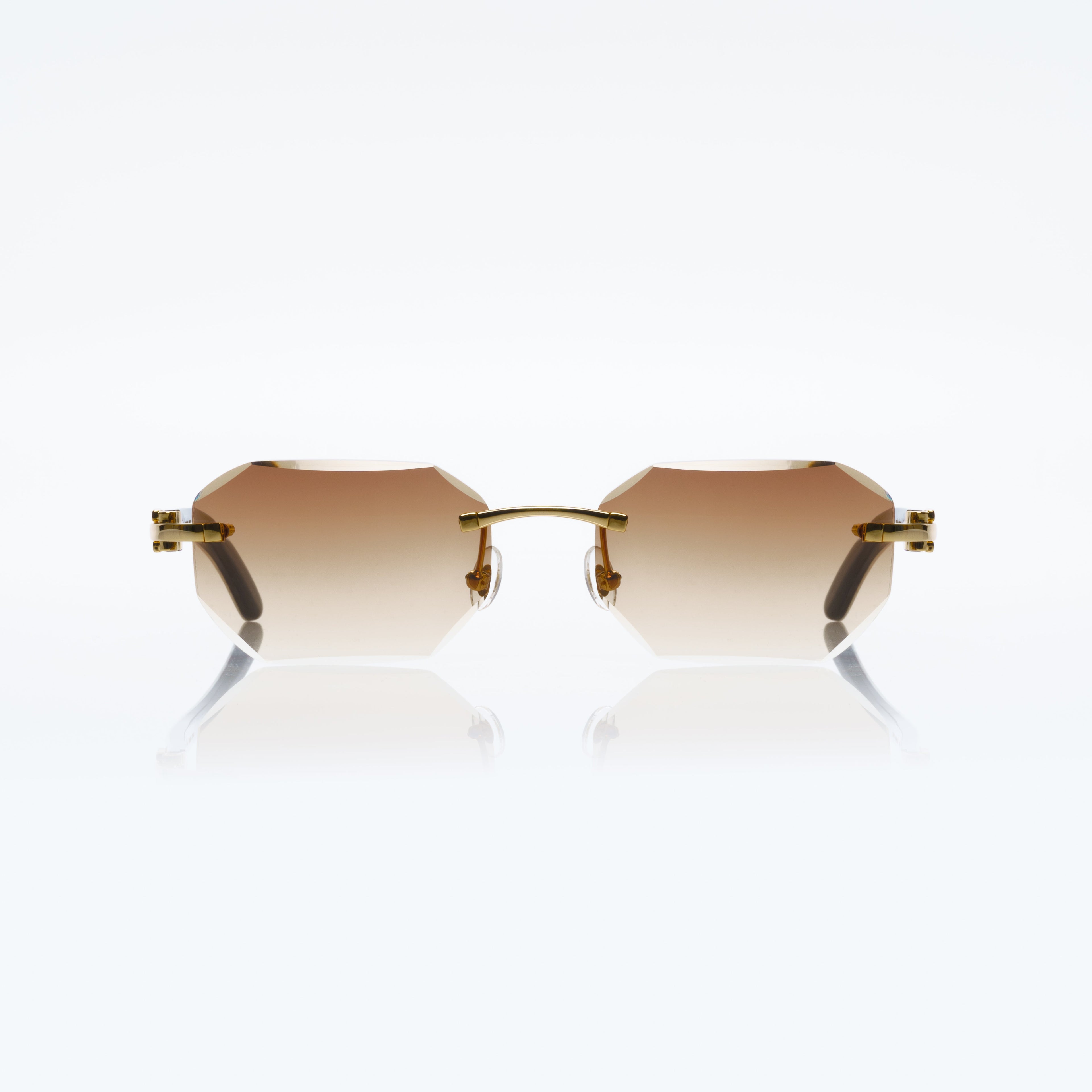 Lunettes Octogonale — Métal Doré & Verres Ambrés
